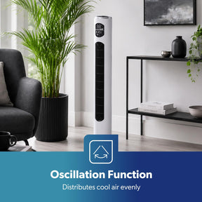 46-Inch Silent White Tower Fan With Remote Control
