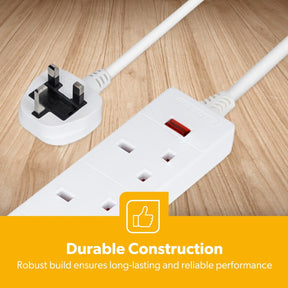 4 Pack White 4 Gang Extension Leads With 2 Metre Cable