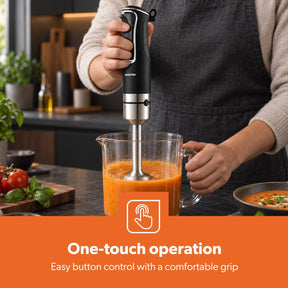 3-In-1 Black and Silver Hand Blender, Whisk & Beater