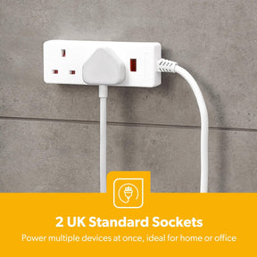 2 Gang Extension Lead, 10M Cable 2-Way Plug Extension Cable