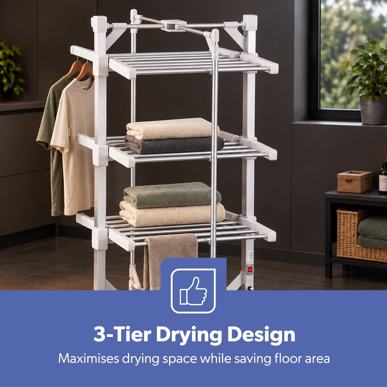 3-Tier Indoor Foldable Heated Clothes Airer Electric Dryer