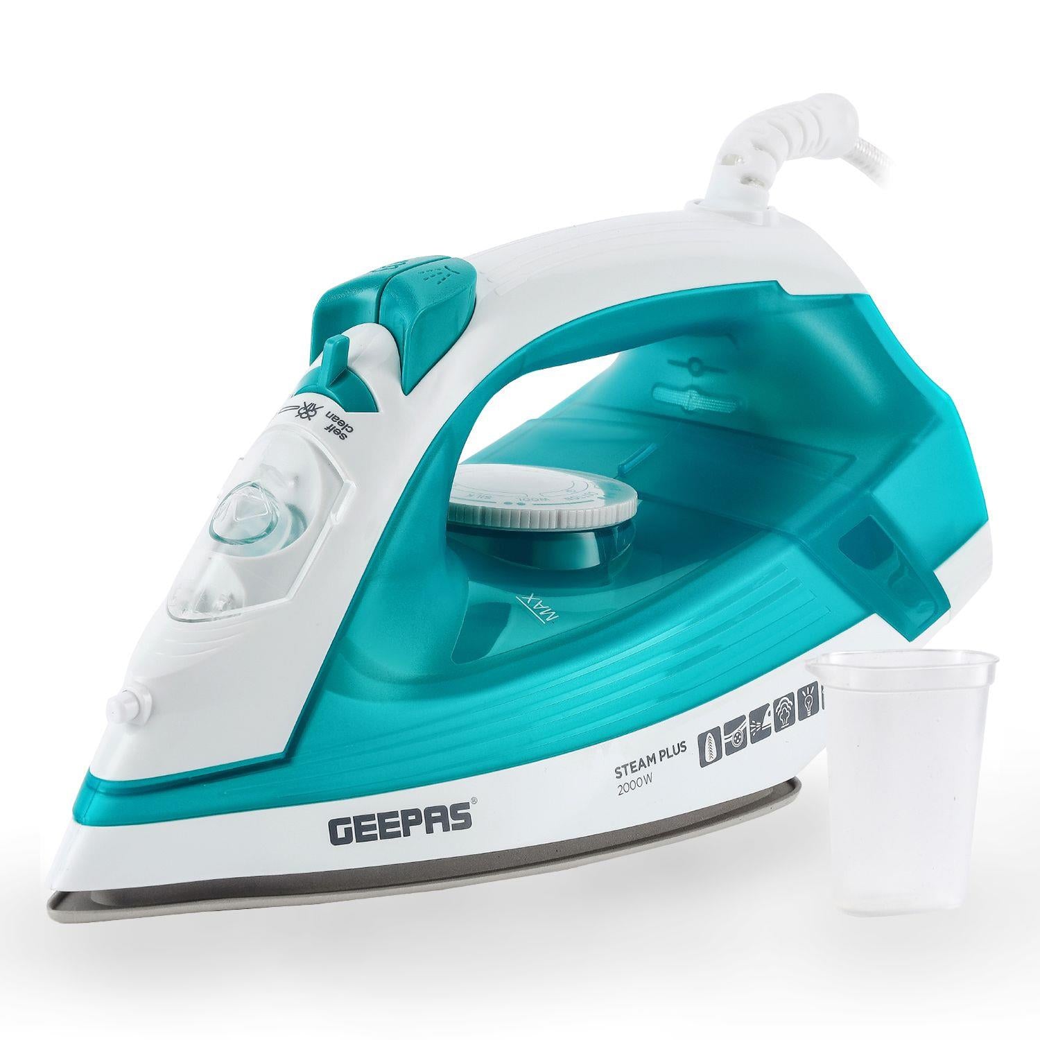 2000W Ceramic Soleplate Dry/Steam Iron Self Clean 220ML Blue