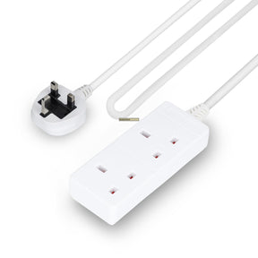 2 Gang Extension Lead 5M Cable Socket UK Plug 13A White