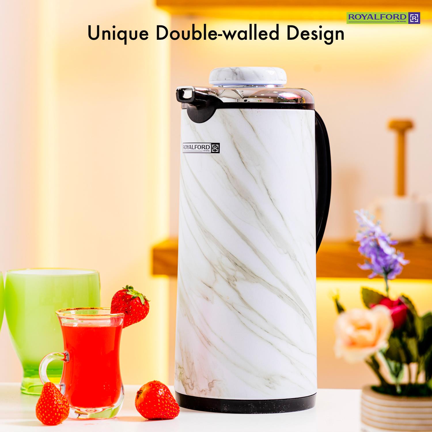 1L Marble Insulated Double Walled Vacuum Flask Jug