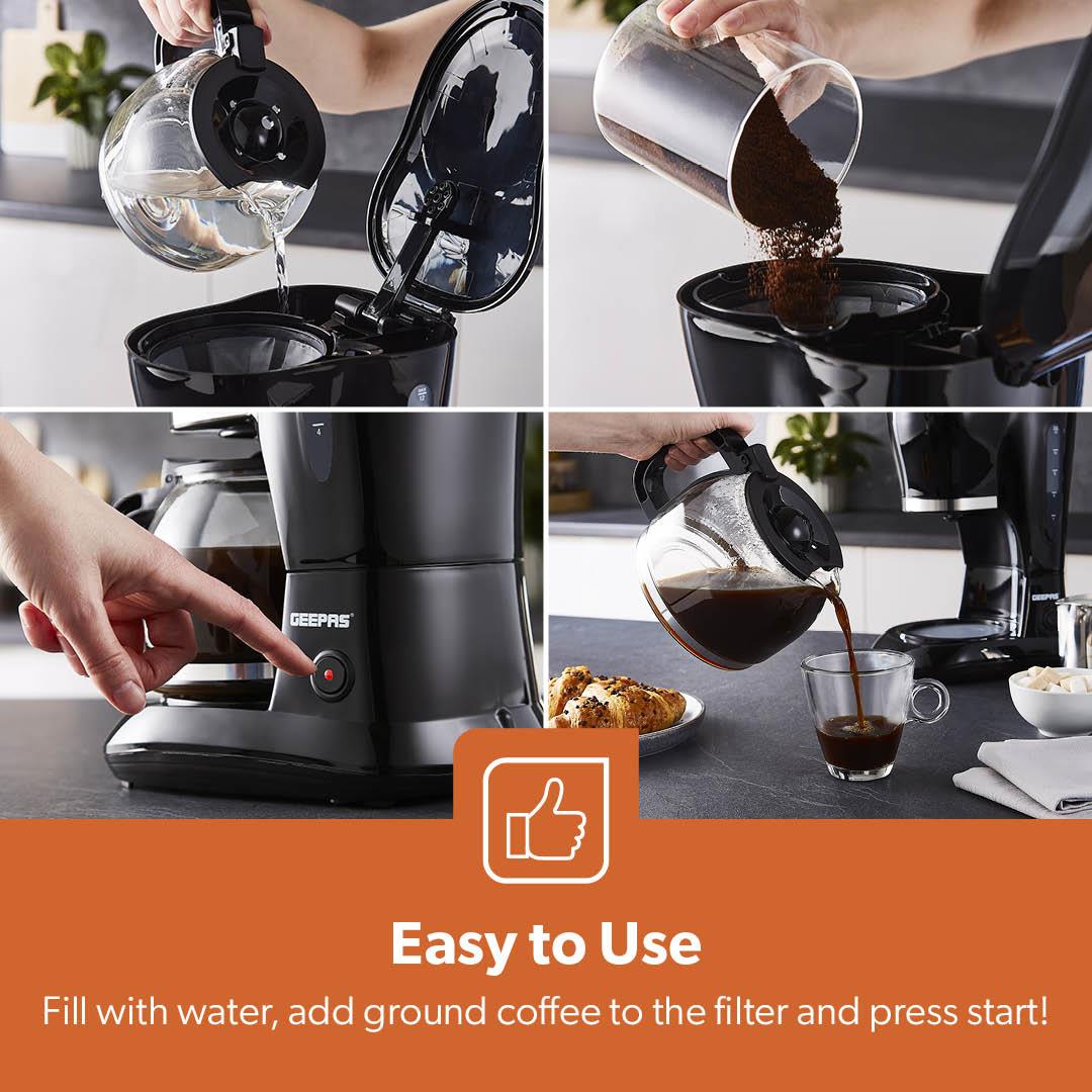Black 1.5L Filter Coffee Machine & Coffee Grinder Set