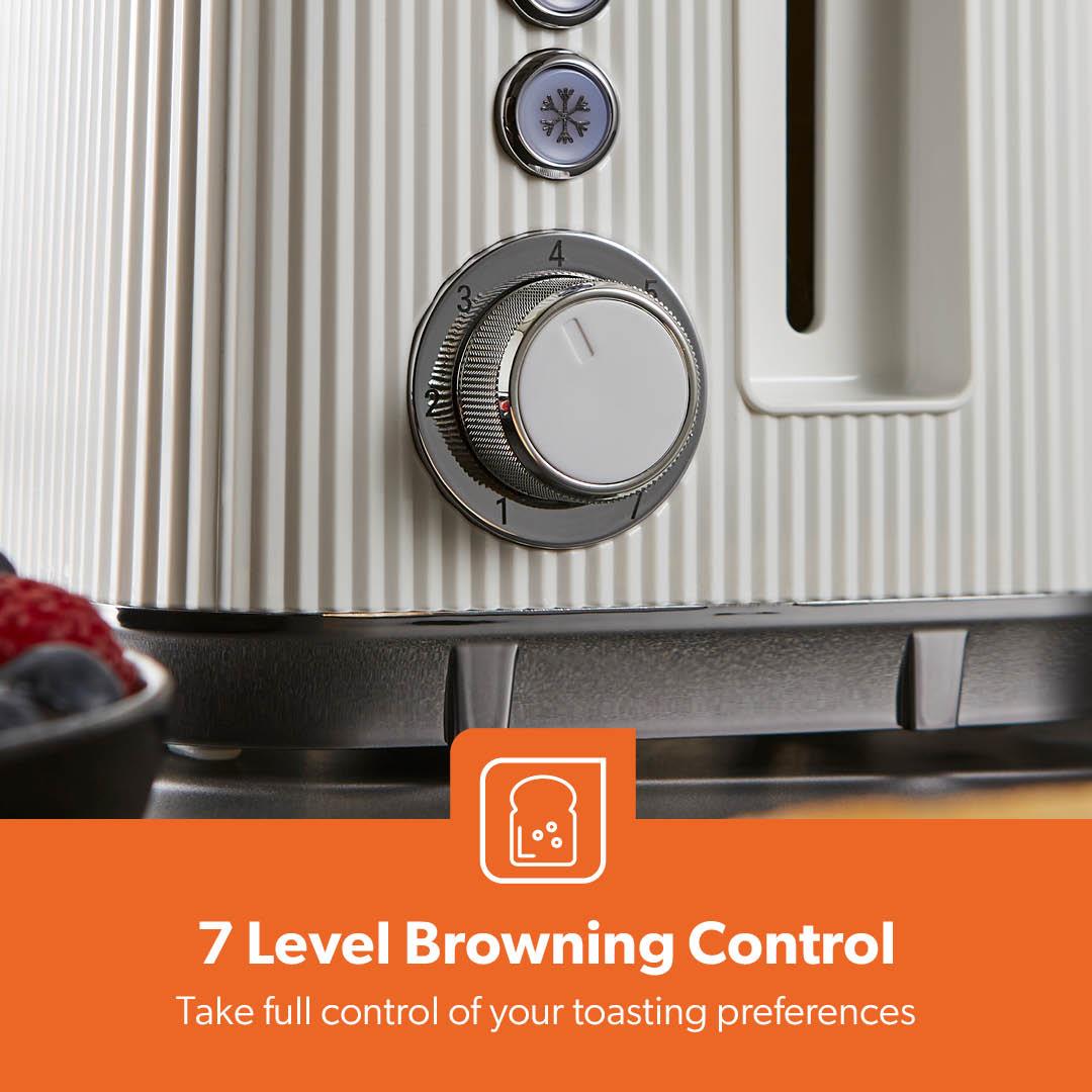 White Arcus 2 Slice Toaster With 7 Browning Levels