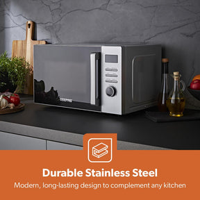 23L Digital Microwave Oven With Auto Cook, Defrost & LED Display, Silver