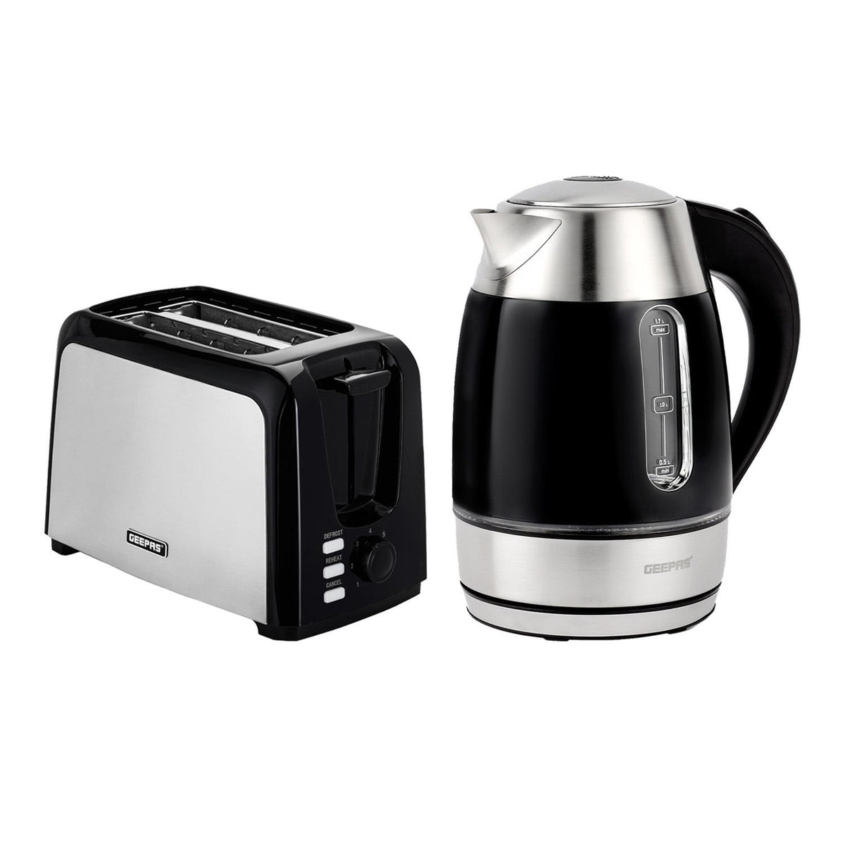 2 Slice Bread Toaster & 1.7L Illuminating Electric Kettle Set