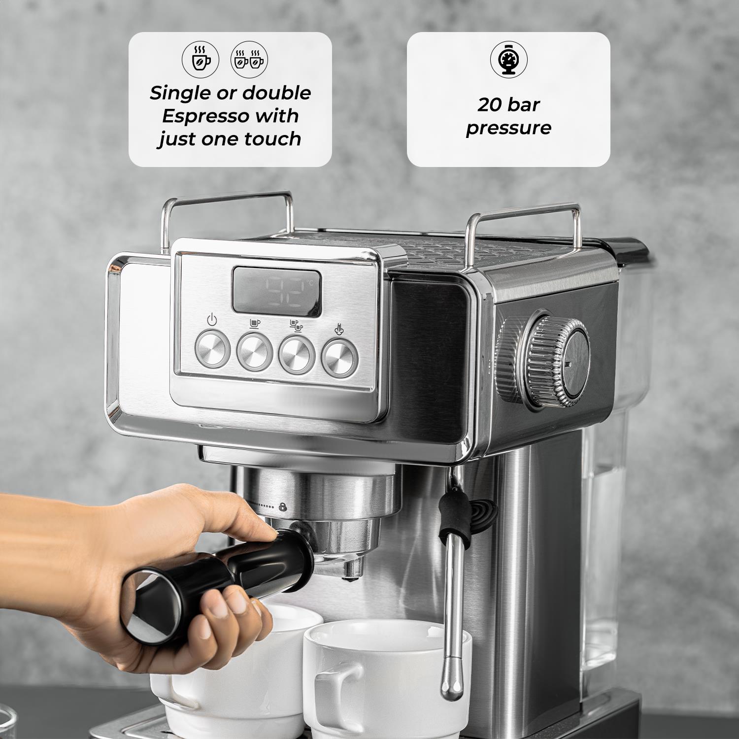 20-Bar Espresso Coffee Machine & Conical Burr Coffee Grinder Set