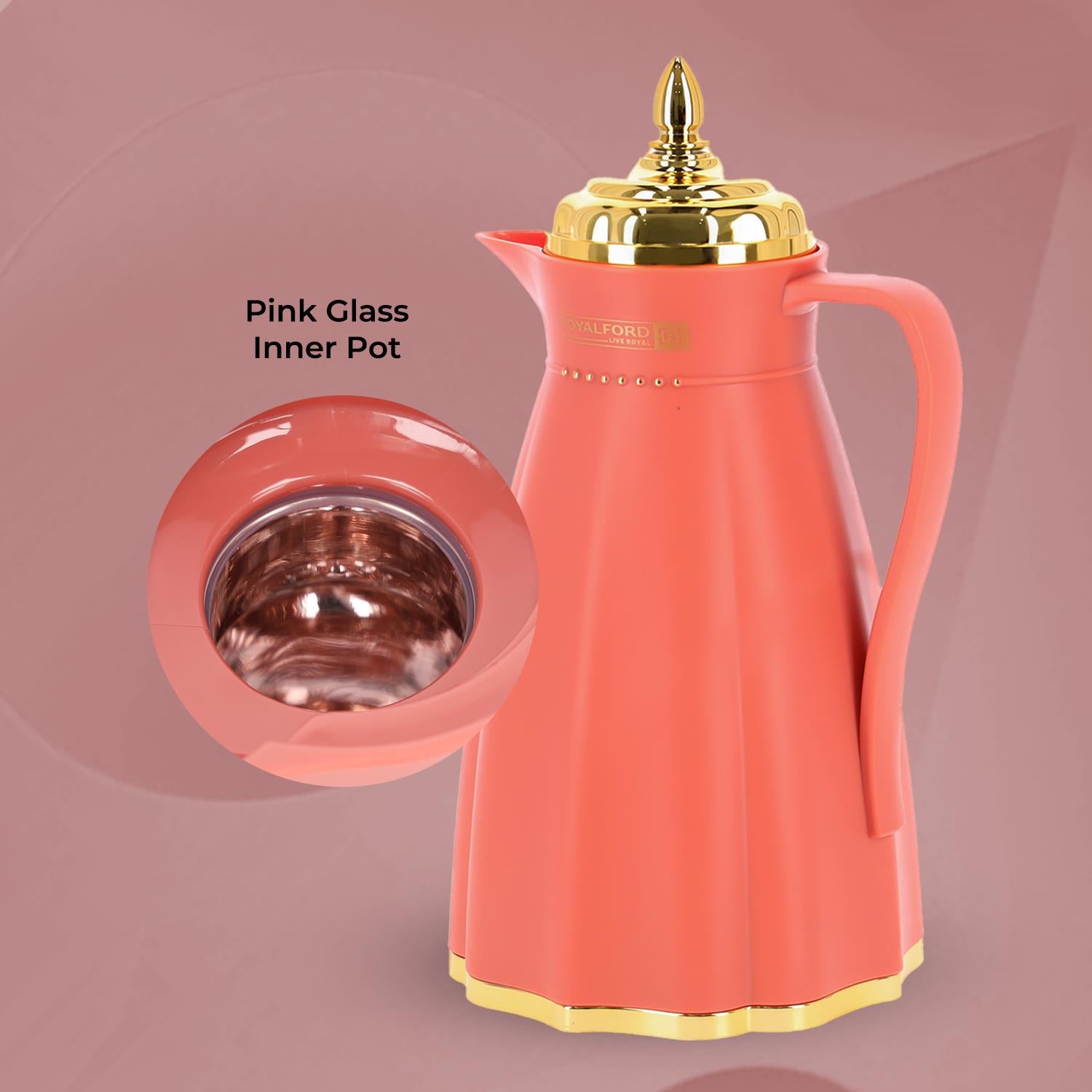 1L Hala 'Blood Orange' Glass Vacuum Flask and Tea Pot