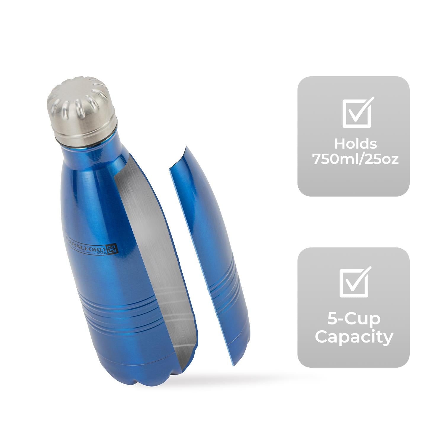 750ml Blue Stainless Steel Insulated Thermal Flask