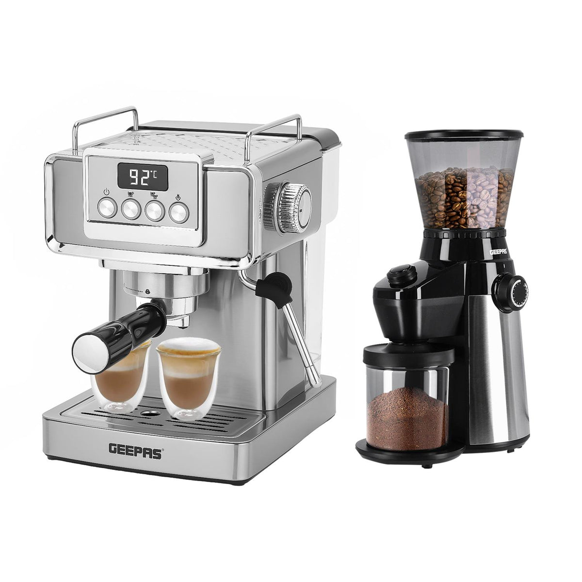 20-Bar Espresso Coffee Machine & Conical Burr Coffee Grinder Set