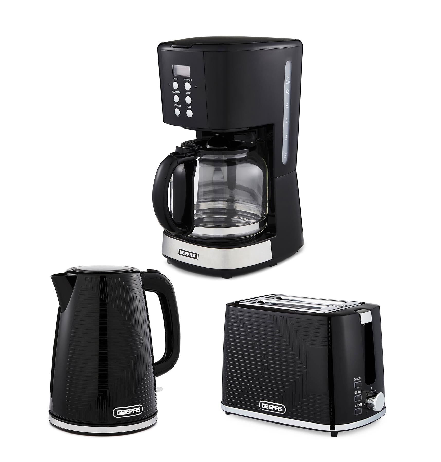 1.5L Filter Coffee Machine, 1.7L Electric Kettle & 2-Slice Toaster Set