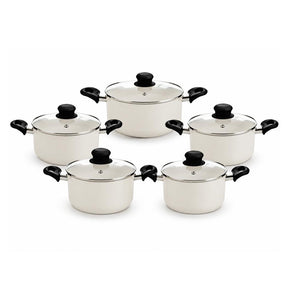 5-Piece Cream Non-Stick Pressed Casserole Cream Cookware Set