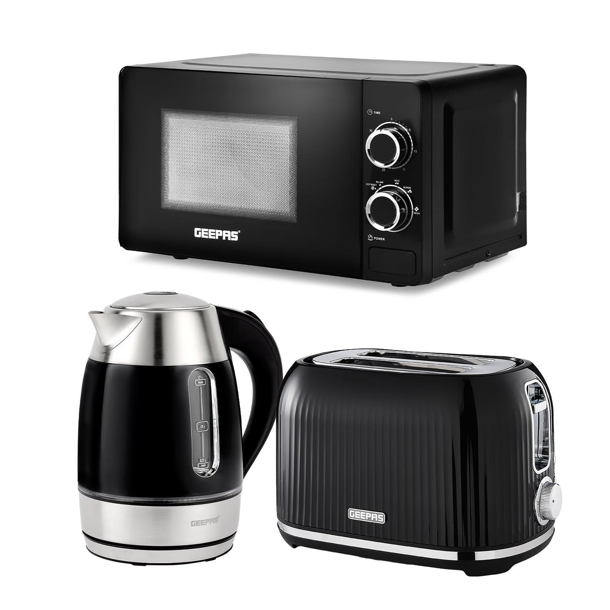 1.7L Illuminating Electric Kettle 2 Slice Toaster & Microwave Set