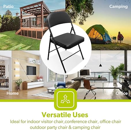 2 x Padded Metal Folding Chairs For Outdoor and Indoor