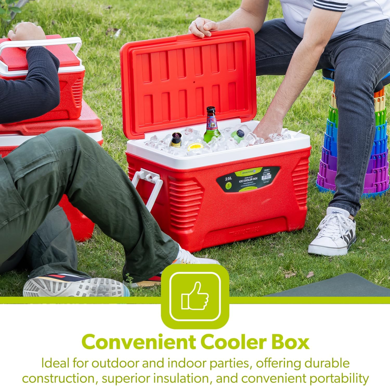 25L Red Insulated Ice Cooler Box For Picnic & Camping