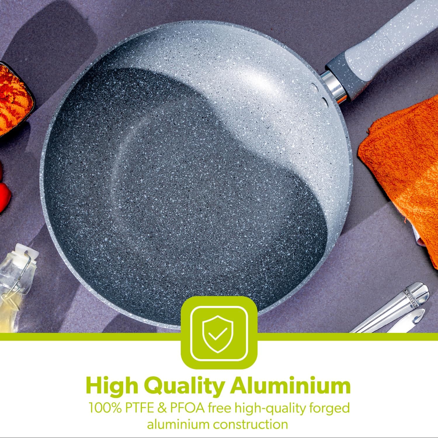 Forged Aluminium Wok Pan, 26 CM | Induction Safe Frying Pan