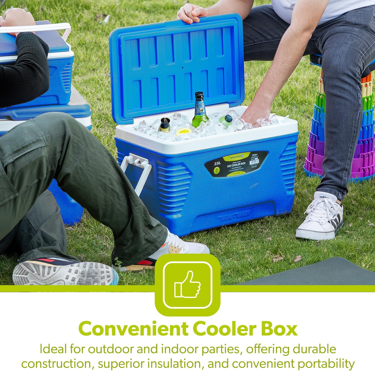 25L Blue Triple-Insulated Ice Cooler Chest For Camping