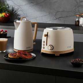NordiQ Cream 2-Slice Toaster & 1.7L Electric Kettle Set