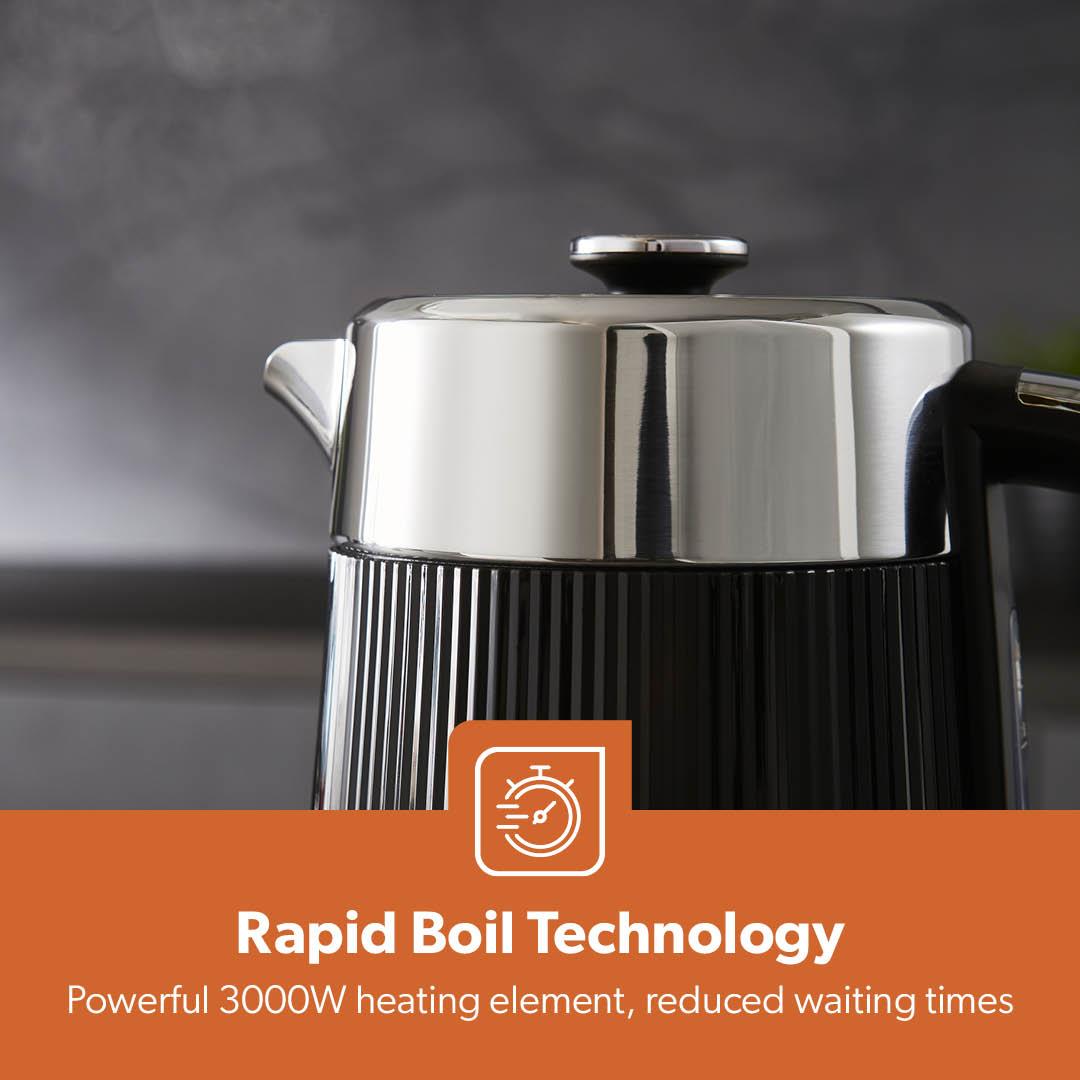 Black Arcus 1.7L Electric Kettle Rapid Boil Cordless Jug Kettle