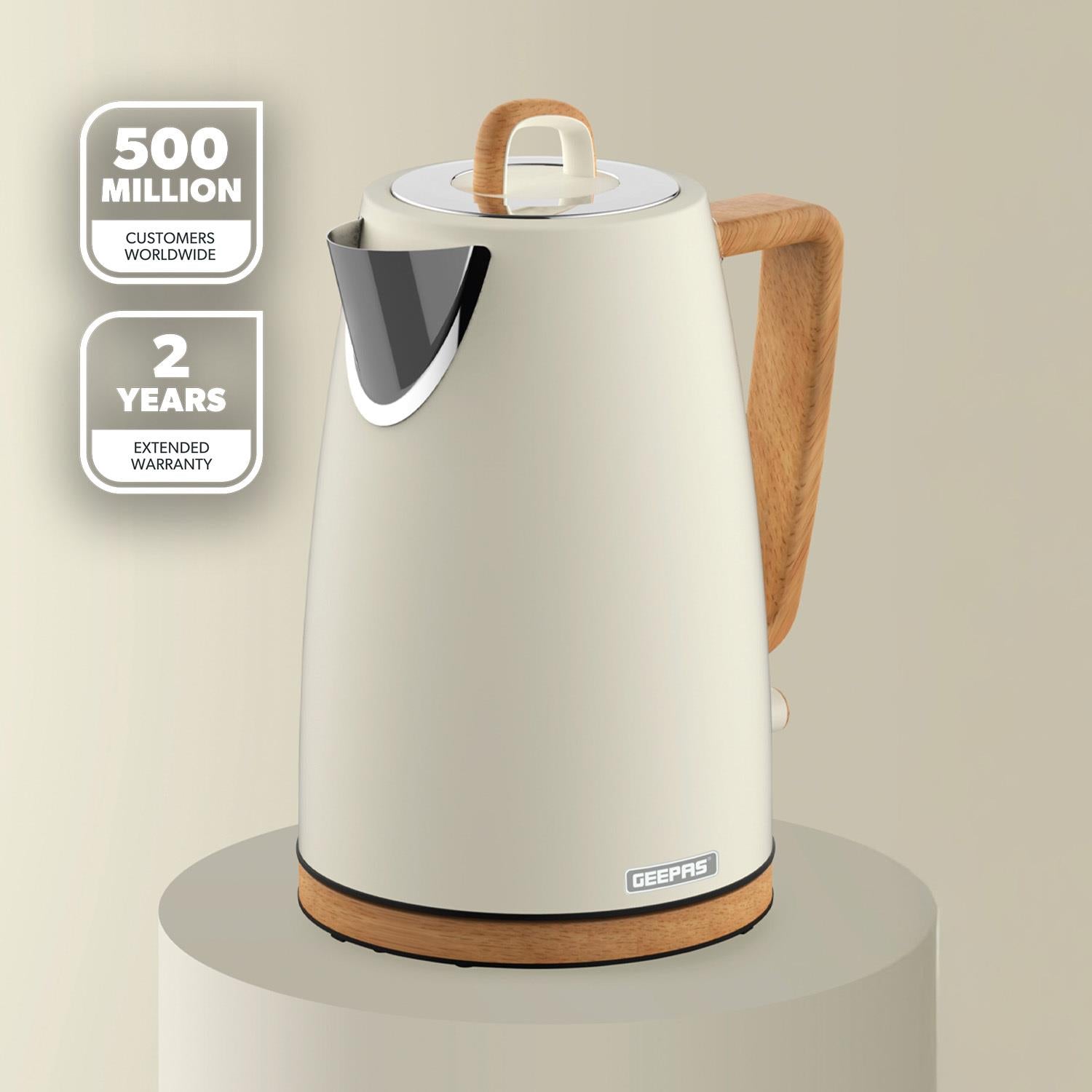 NordiQ Cream 1.7L Fast Boil Stainless Steel Electric Kettle