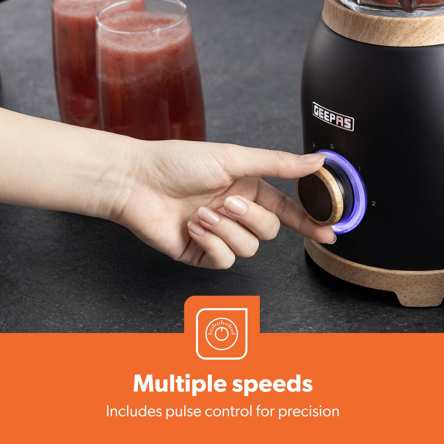 NordiQ Black 2-In-1 Jug Blender With 1.5L Glass Jug