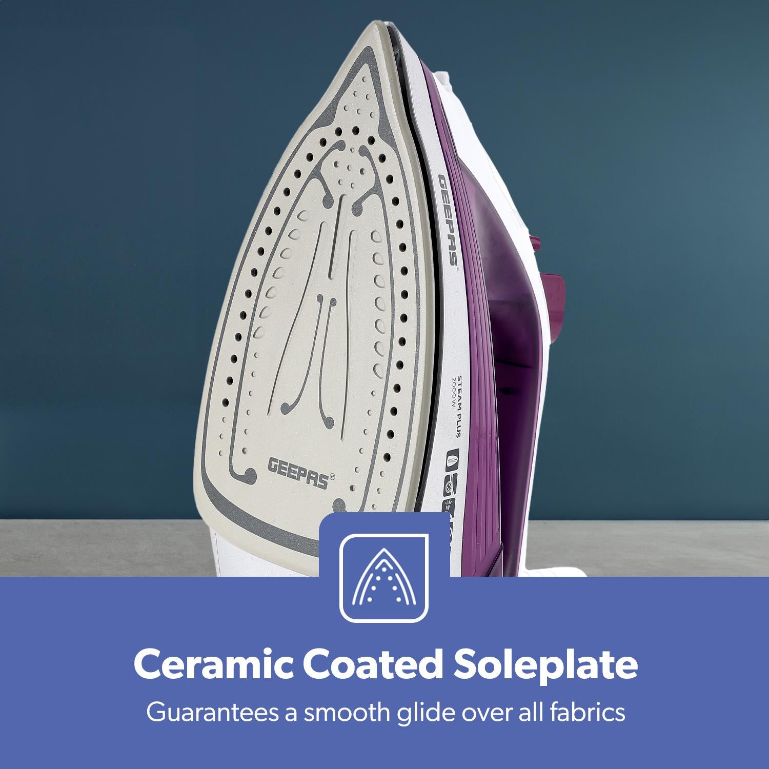 2000W Self Clean Purple Ceramic Soleplate Steam Iron