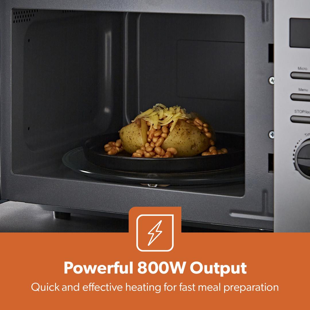 23L Digital Microwave Oven With Auto Cook, Defrost & LED Display, Silver