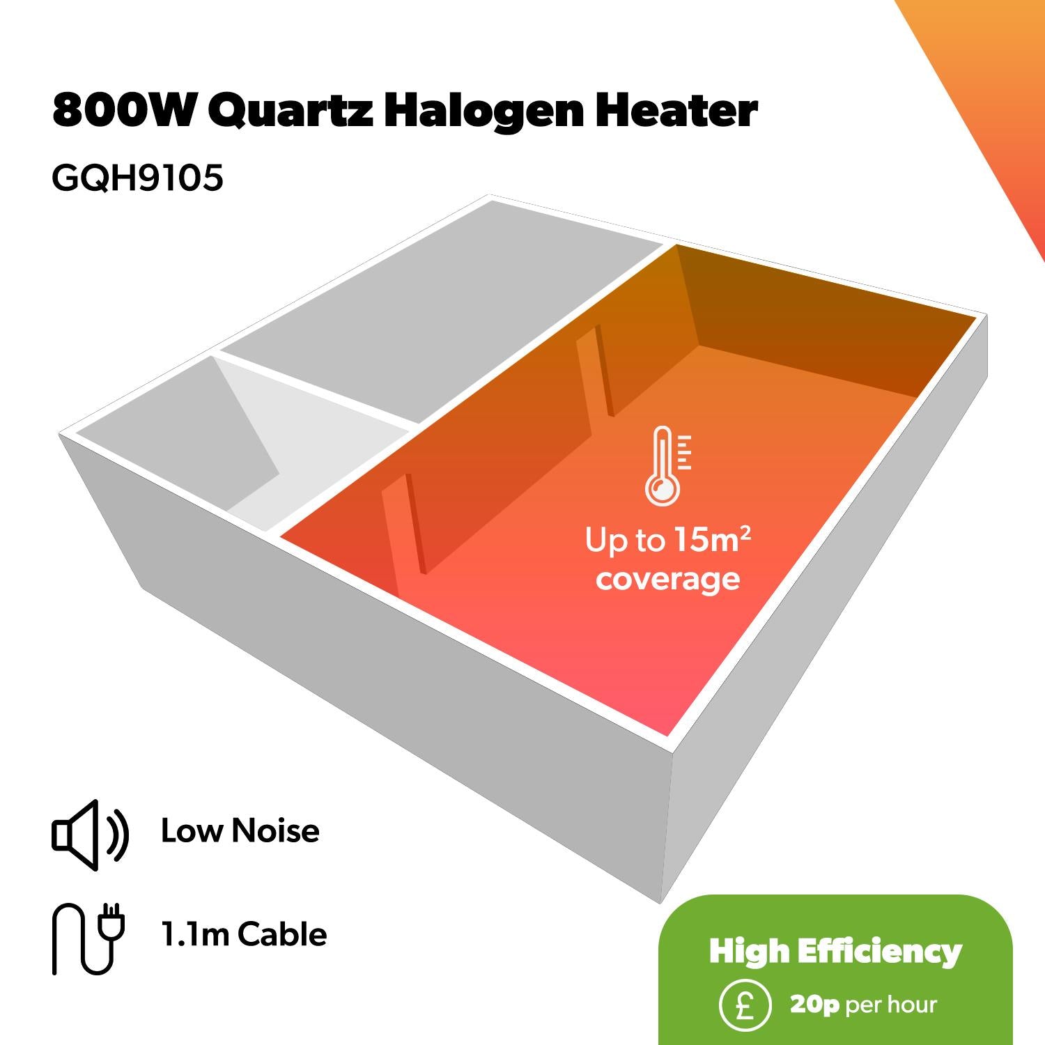 800W Pack of 2 Instant Heat Halogen Heaters