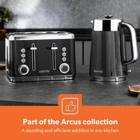 4 Slice Toaster 7 Browning, Defrost, Reheat Function 1860W Arcus Black