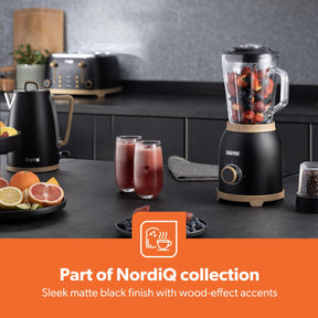 NordiQ Black 2-In-1 Jug Blender With 1.5L Glass Jug