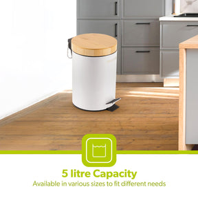 White 5L Pedal Home, Kitchen and Bathroom Bin