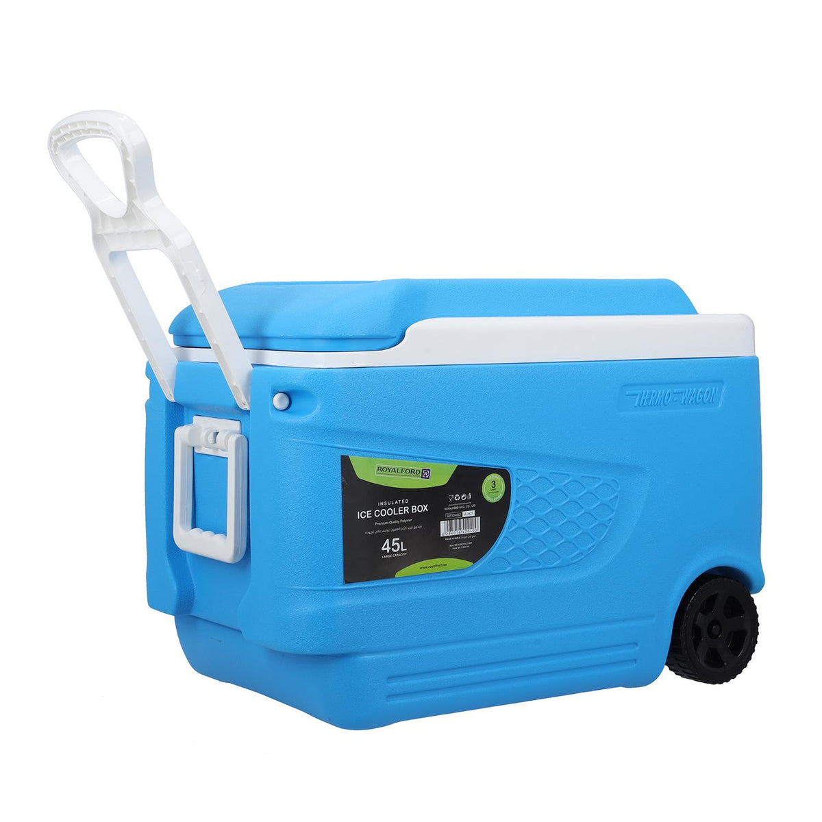 45L Large Blue Insulated Ice Cooler Chest With Wheels