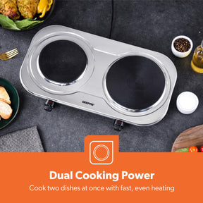 2500W Electric Double Hot Plate - Portable Stainless Steel Hob