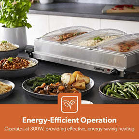 Pack Of 2 Electric Food Warmers Buffet Server 3 x 2.4L Trays With Lids