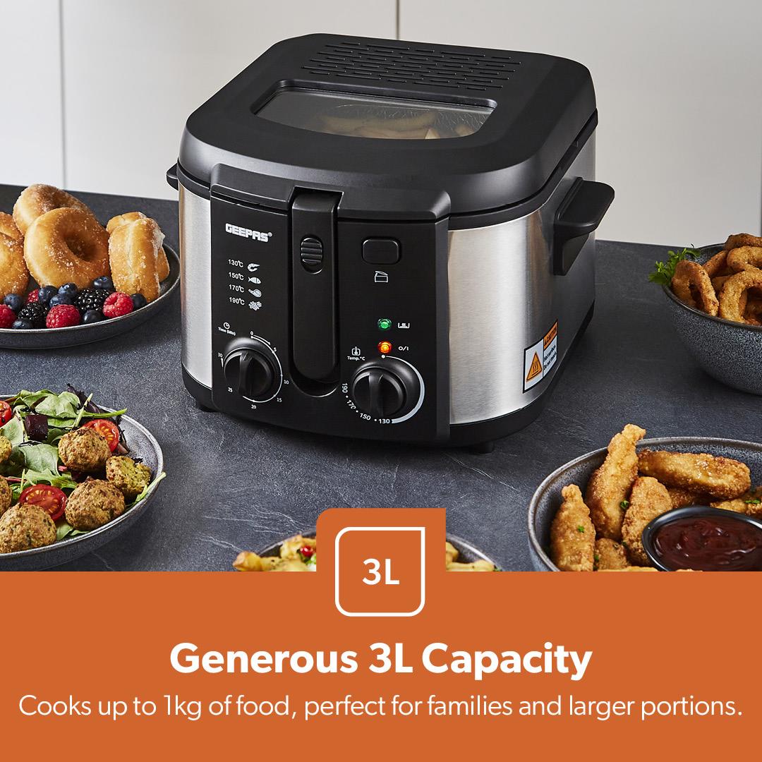 3L Stainless Steel Non-Stick Electric Deep Fat Fryer