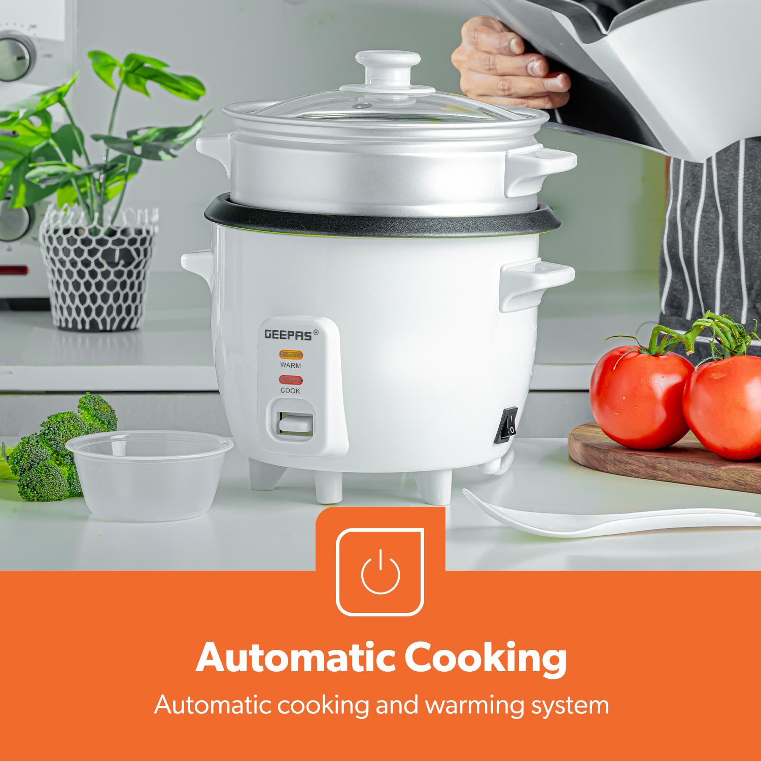 3-In-1 White Automatic Electric Rice Cooker and Steamer 0.6L