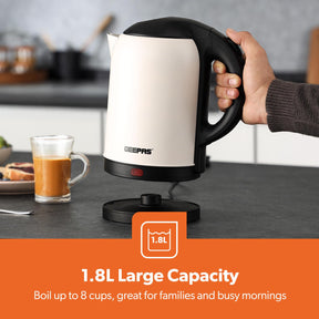1.8L Matte Cream Electric Stainless Steel Kettle 1800W