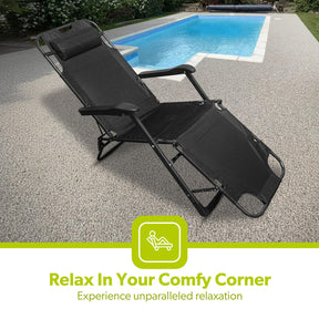 Pack Of 2 Portable Reclining Outdoor Chairs & Loungers