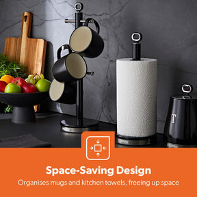 Black Retrovive Matching Mug Tree and Tower Pole Kitchen Set
