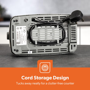 2 Slice Silver Toaster with 7 Level Browning Control 750W