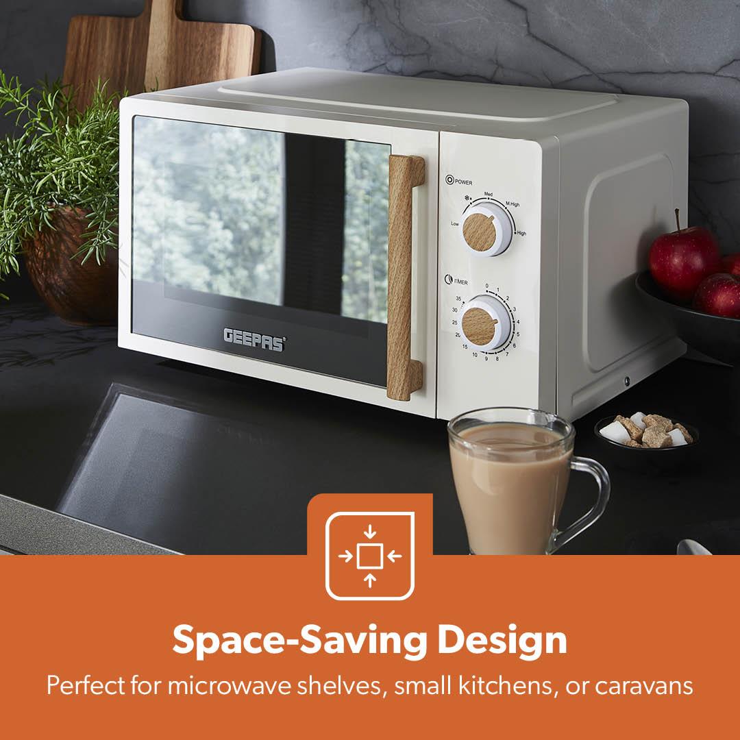 20L Cream NordiQ Solo Microwave Oven With 5 Power Levels 700W