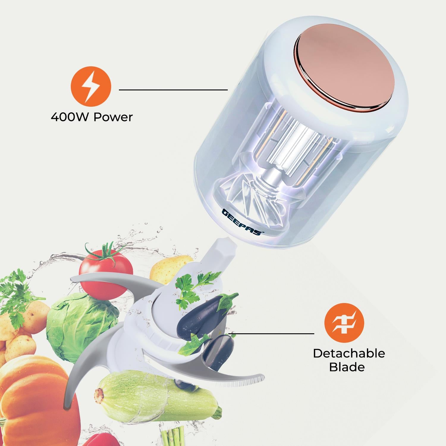 Rose Gold 500ml Mini Multi-Functional Food Processor