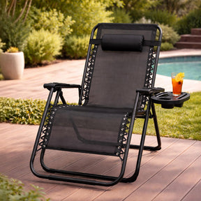 Pack Of 2 Zero Gravity Reclining Lounger Chairs With Cup Holders