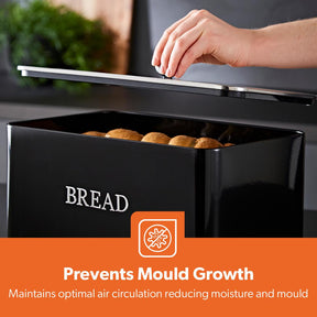 13L Steel Kitchen Bread Bin Canister Countertop Storage Retrovive