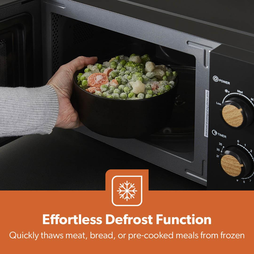 20L Black NordiQ Solo Microwave Oven With 5 Power Modes 700W