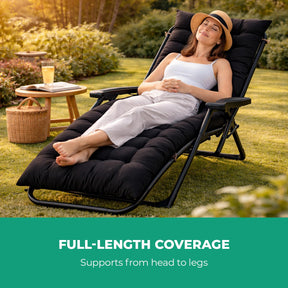 Black Set Of 2 Sun Lounger Cushions For Recliner Lounger Chairs