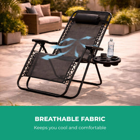 Pack Of 2 Zero Gravity Reclining Lounger Chairs With Cup Holders