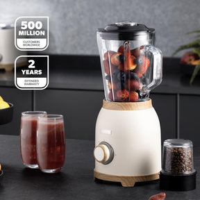 NordiQ Cream 2-In-1 Jug Blender With 1.5L Glass Jug 800W